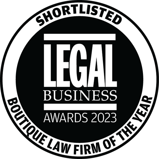Black and white award logo: