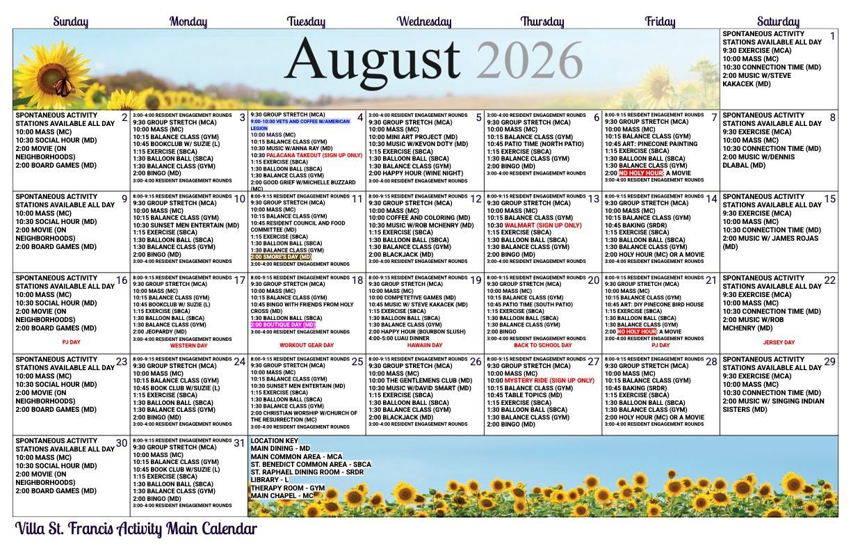 Main Activity Calendar