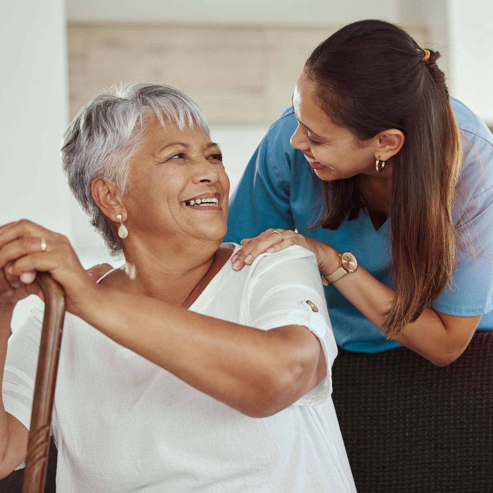 Living alone doesn’t mean being lonely. Catholic Community Health Home Care aides  sit with you and talk, watch TV, or play games. 