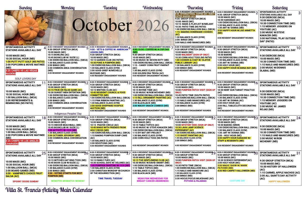 Main Activity Calendar