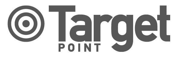 Logo Target Point con un'icona a forma di bersaglio grigio e la parola 