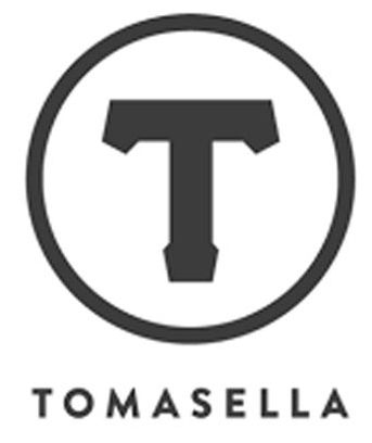 Logo Tomasella: una T nera all'interno di un cerchio sopra la scritta TOMASELLA