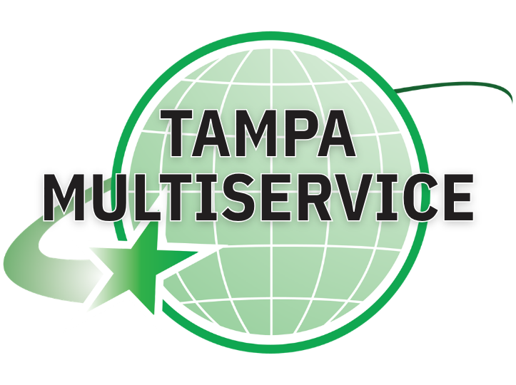 Tampa Multiservice logo with green globe, star, and bold black text