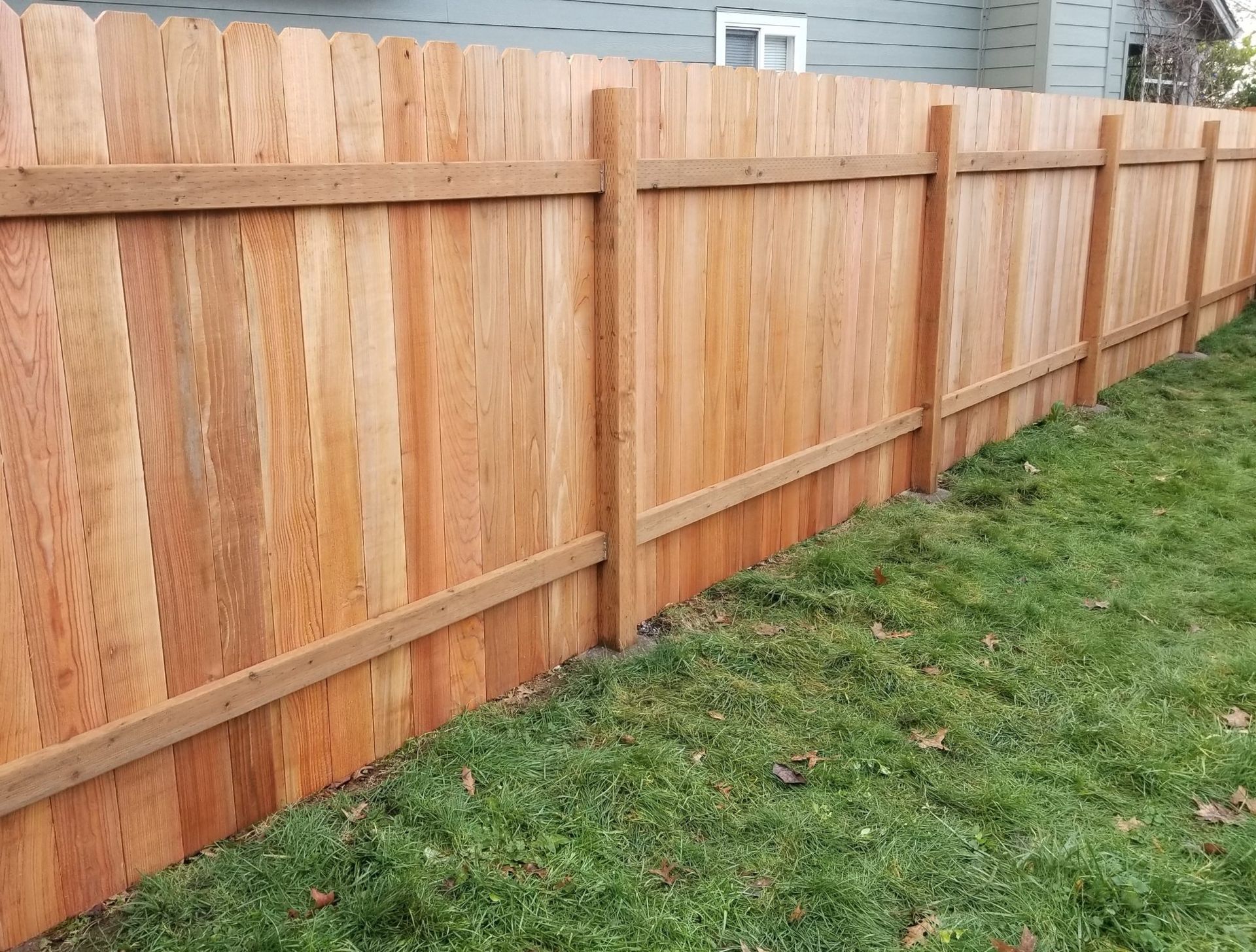 A person is using a drill to screw a screw into a wooden fence.