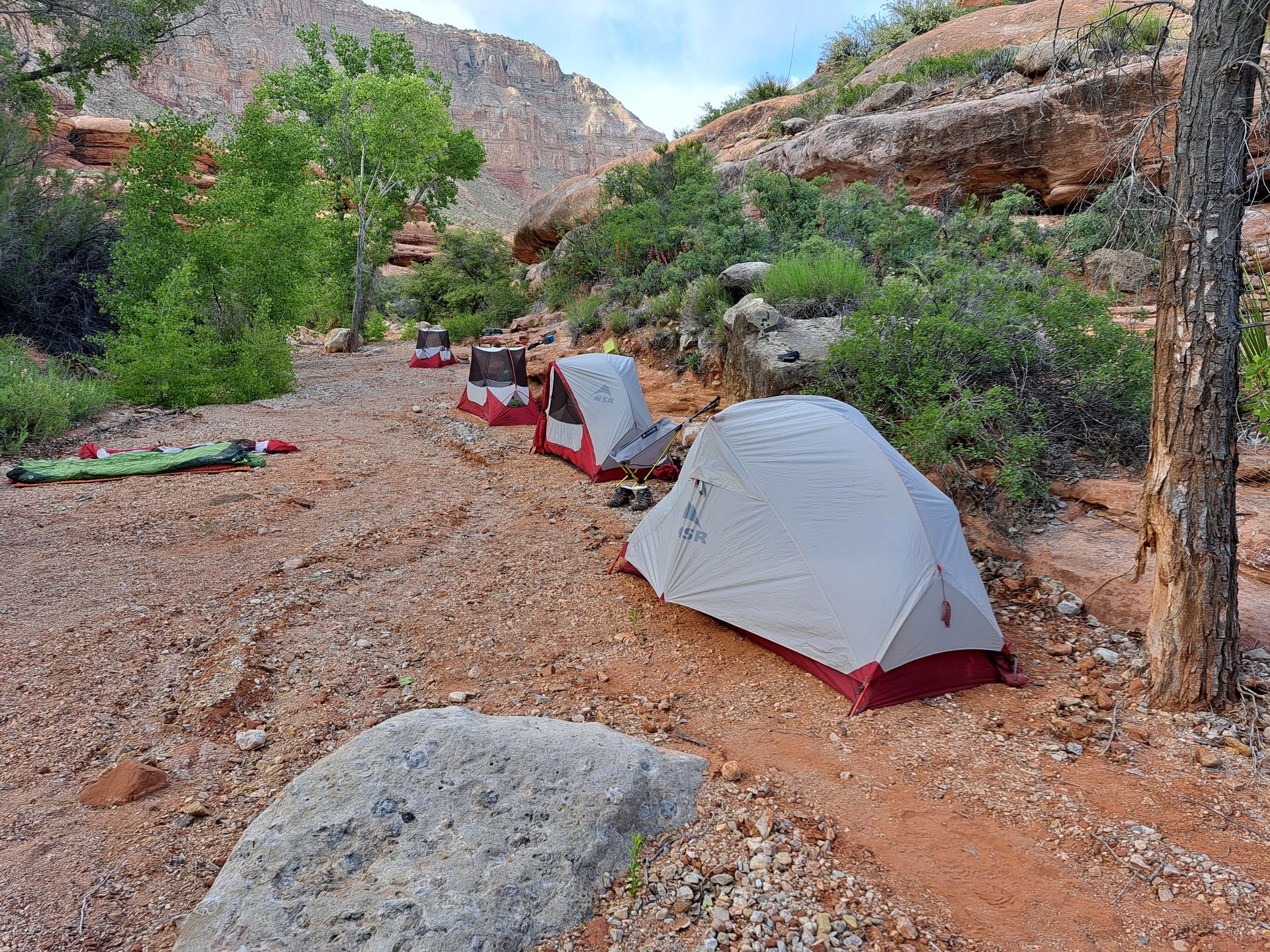 tents set up in the mountains