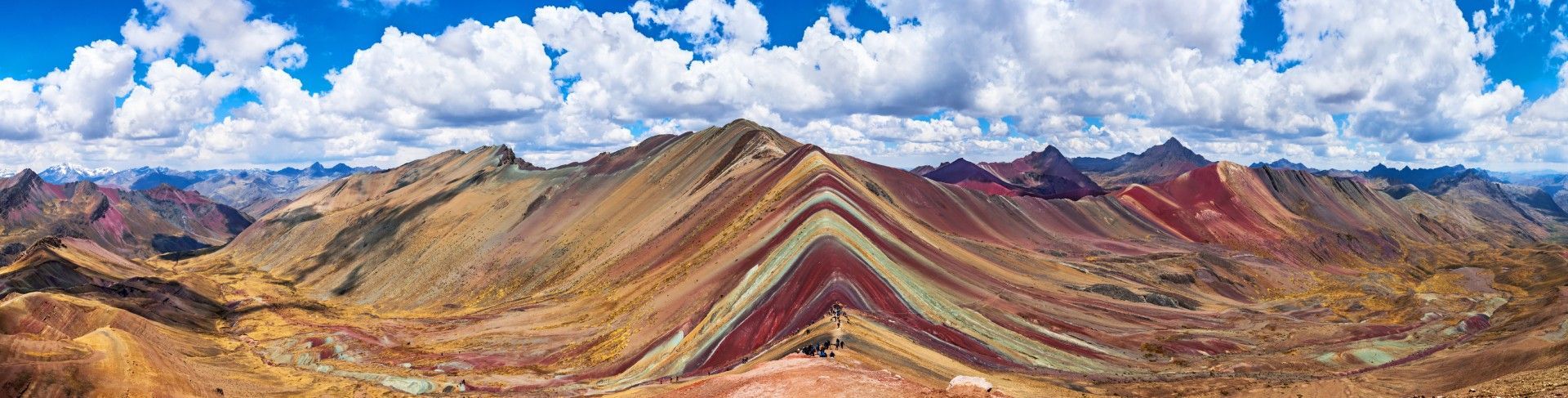 Rainbow Mountain (Vinicunca), Peru, a striped mineral ridge in the Andes