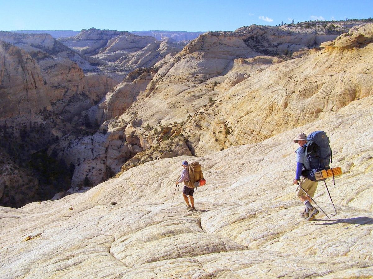 A group of people are jumping in the air in front of a mountain.