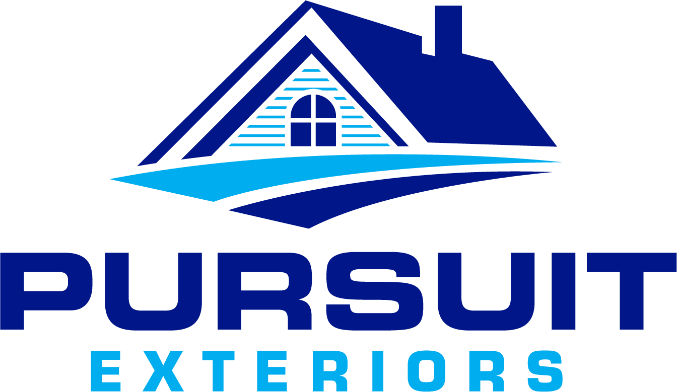 Pursuit Exteriors The logo for pursuit exteriors has a house on it.
