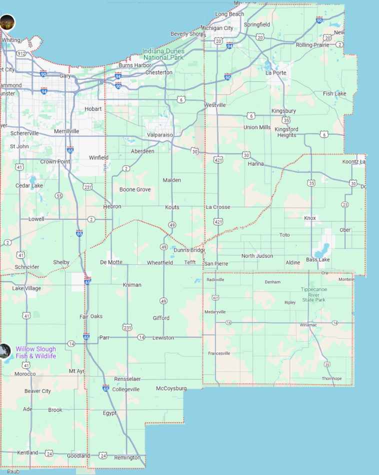 Northwest Indiana Roofing Service Area