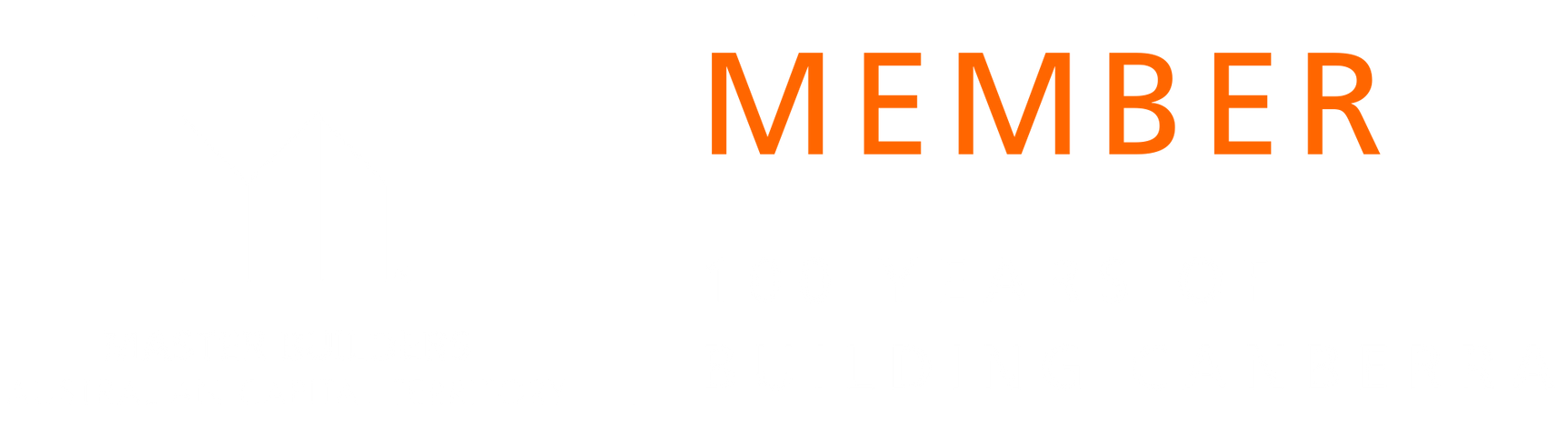 Orange text reading “MEMBER” on a white background