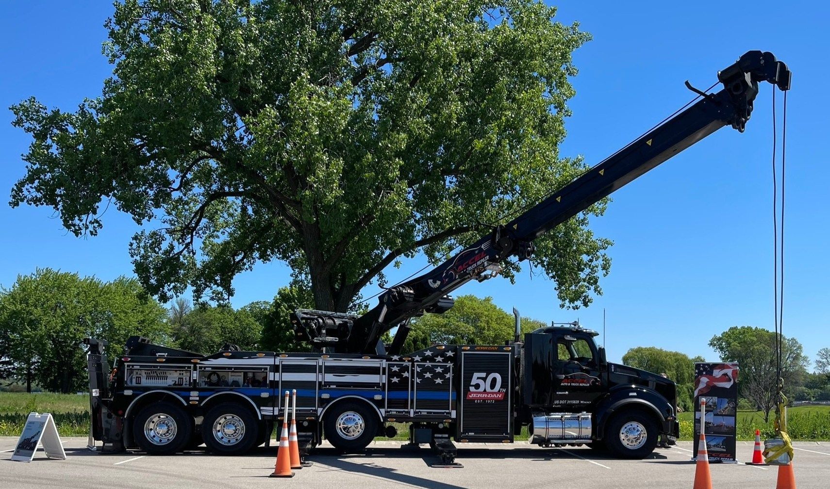 A truck with the number 50 on it.