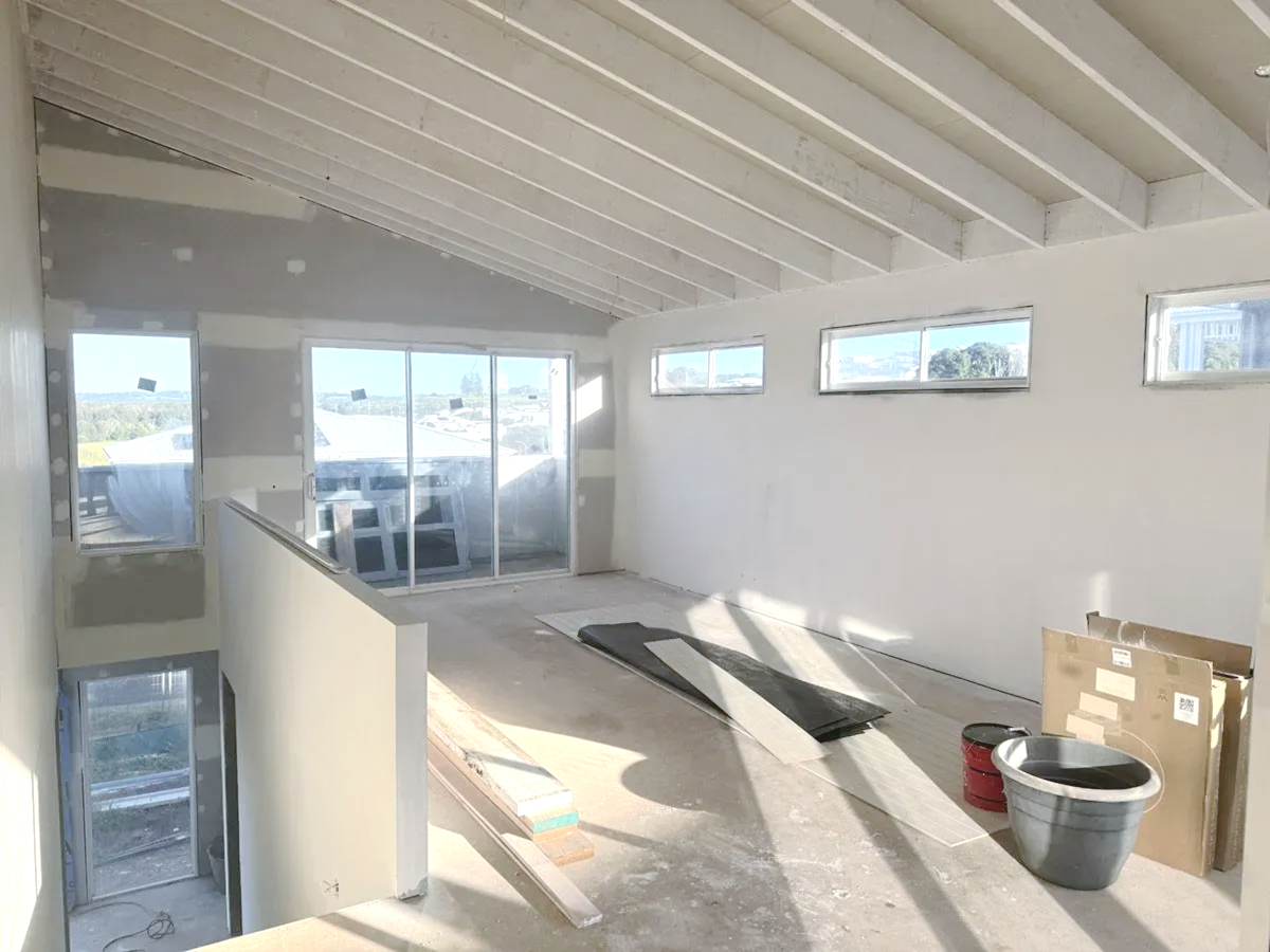 Interior of A Room Under Construction with A Sloped Ceiling — Completely Plastered North Coast in Goonellabah, NSW