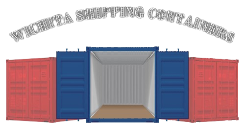 A blue and red shipping container with the words wyorita shipping containers above it
