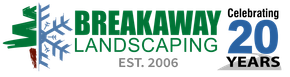 The logo for breakaway landscaping design build maintain