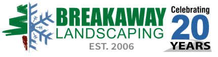 The logo for breakaway landscaping design build maintain