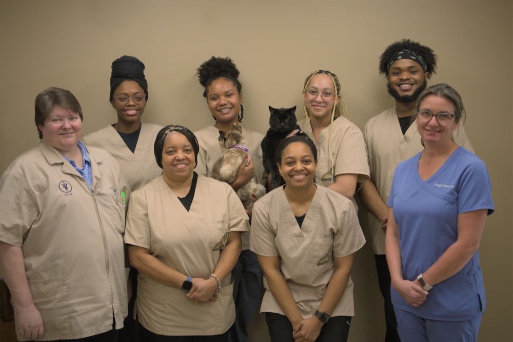 The Paws & Claws Animal Hospital team outside the hospital
