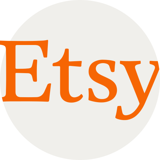 Orange Etsy logo on a light gray circular background