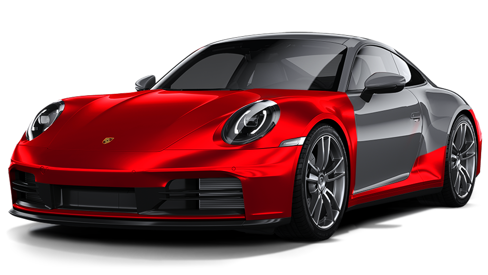 Red sports coupe with a glossy finish, shown from the front-left angle on a white background