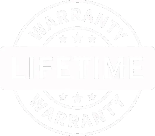 Faint white “LIFETIME” watermark with circular “WARRANTY” seal in the background