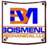 Logo for Boismen Mechanical LLC with blue and orange “BM” and company name beneath