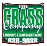 GRASS O' MATIC landscape and lawn maintenance sign in green and white with phone number 686-9086