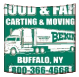 Green-and-white food and fair carting & moving truck ad for Buffalo, NY with phone number 800-366-4668