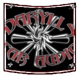 Black square logo with stylized red lettering and a white starburst in the center