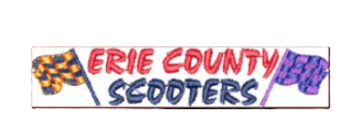 Erie County Scooters logo with red and blue text and checkered flags on white background