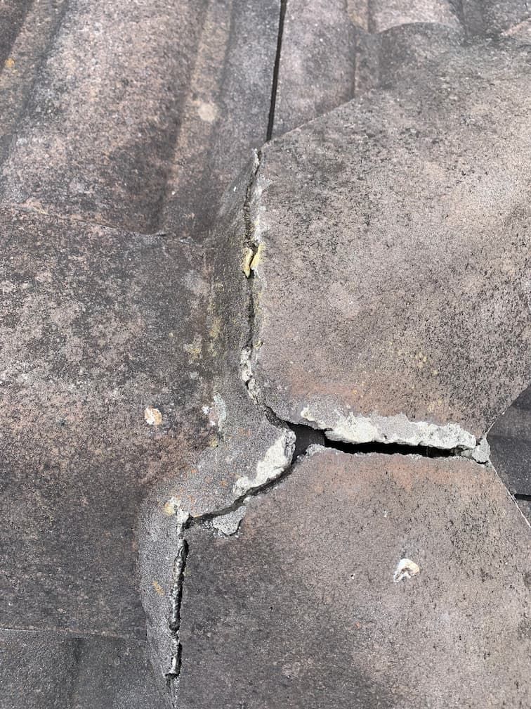 A cracked ridge cap