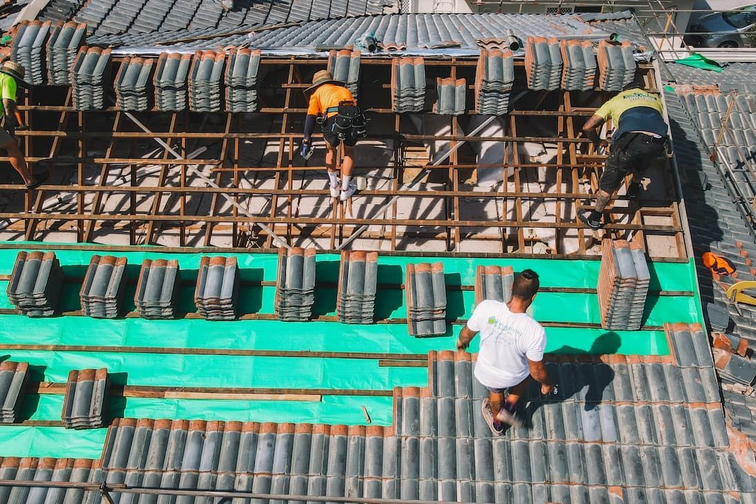 A roof being reroofed in Tweed Heads