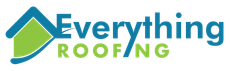 The logo for everything roofing shows a house with a roof.