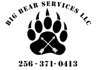Big Bear Services LLC logo with bear paw and crossed arrows, phone number 256-371-0413