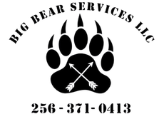Big Bear Services LLC logo with bear paw and crossed arrows, phone number 256-371-0413