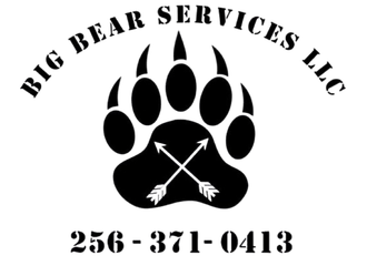 Big Bear Services LLC logo with bear paw and crossed arrows, phone number 256-371-0413
