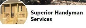 Superior Handyman Services logo with a house illustration on a white background