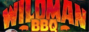 Wildman BBQ logo in fiery red, orange, and yellow text on a dark background