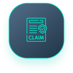 An icon of a document with the word claim on it