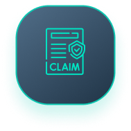 An icon of a claim form with a shield on it.