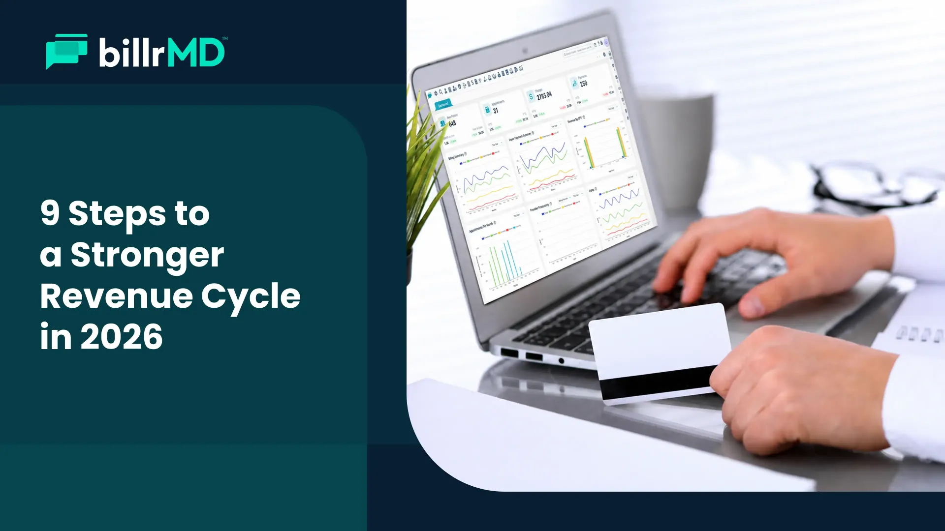Medical billing staff reviewing revenue cycle management dashboard on computer screen