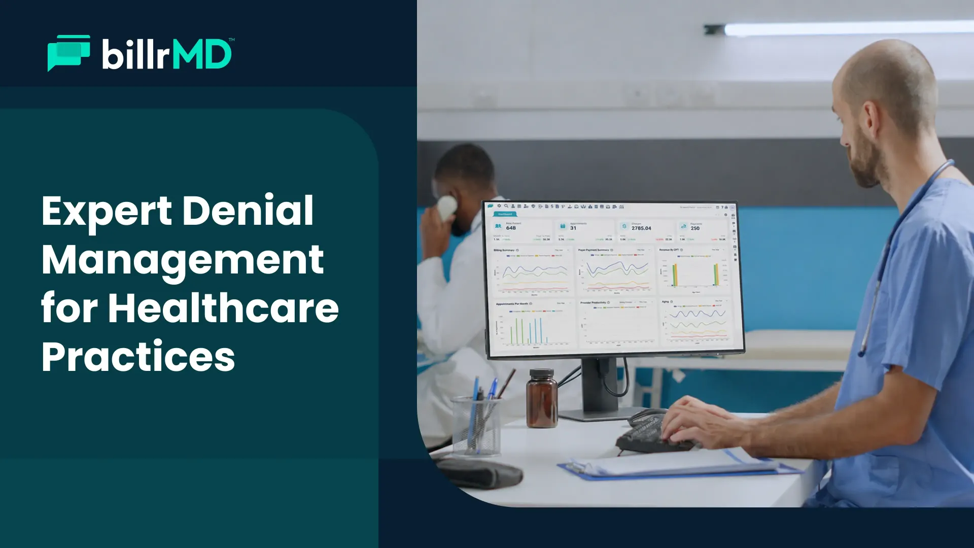 A medical billing professional using a modern denial management system to monitor practice revenue a