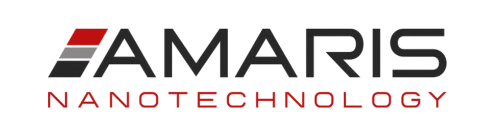 Logo of Amaris Nanotechnology. Black text, red and gray accent.