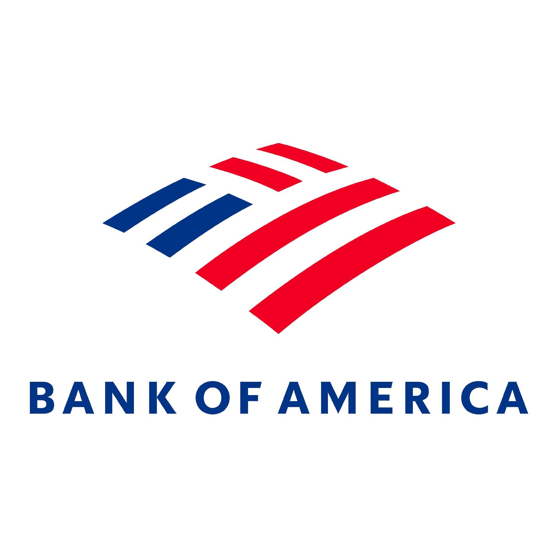 Bank of America logo: red and blue angled stripes above text 