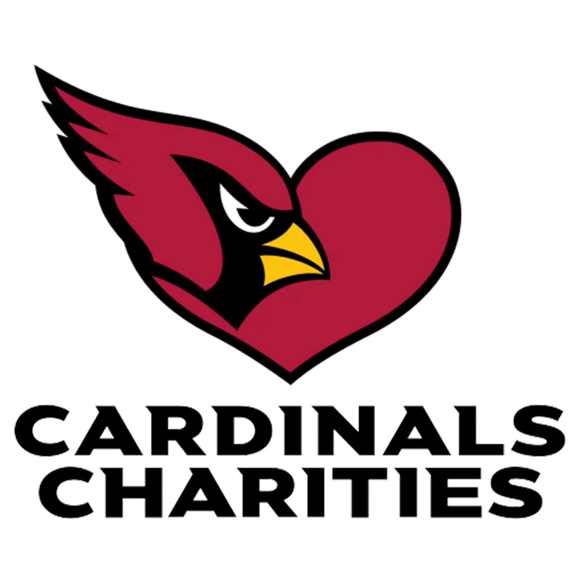 Cardinals Charities logo: Red cardinal head and heart, text 