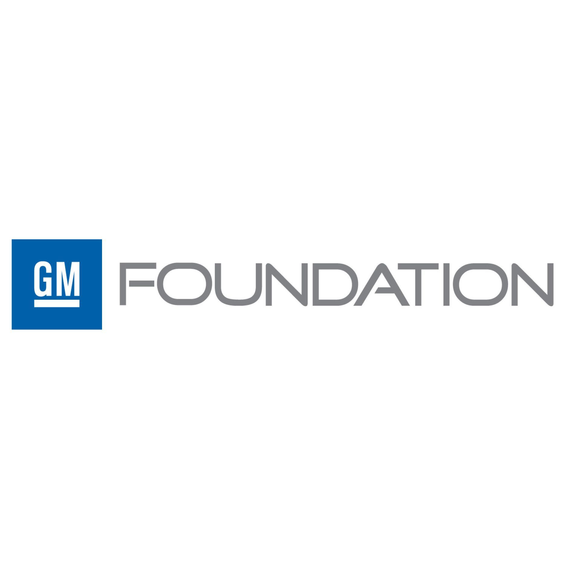 GM Foundation logo: blue square with 