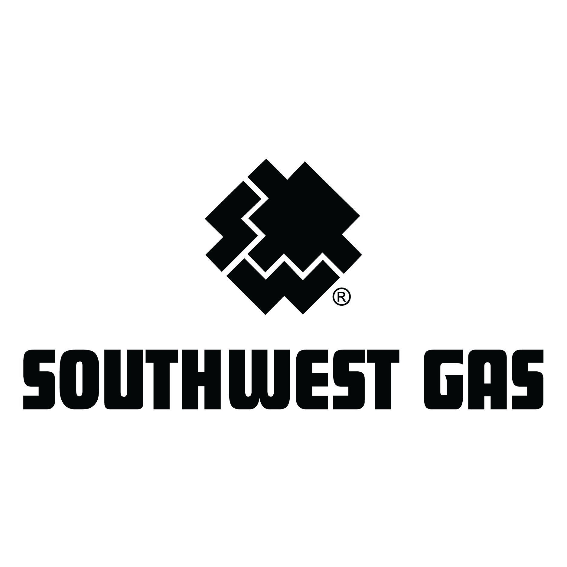 Black and white Southwest Gas logo with geometric symbol and text.