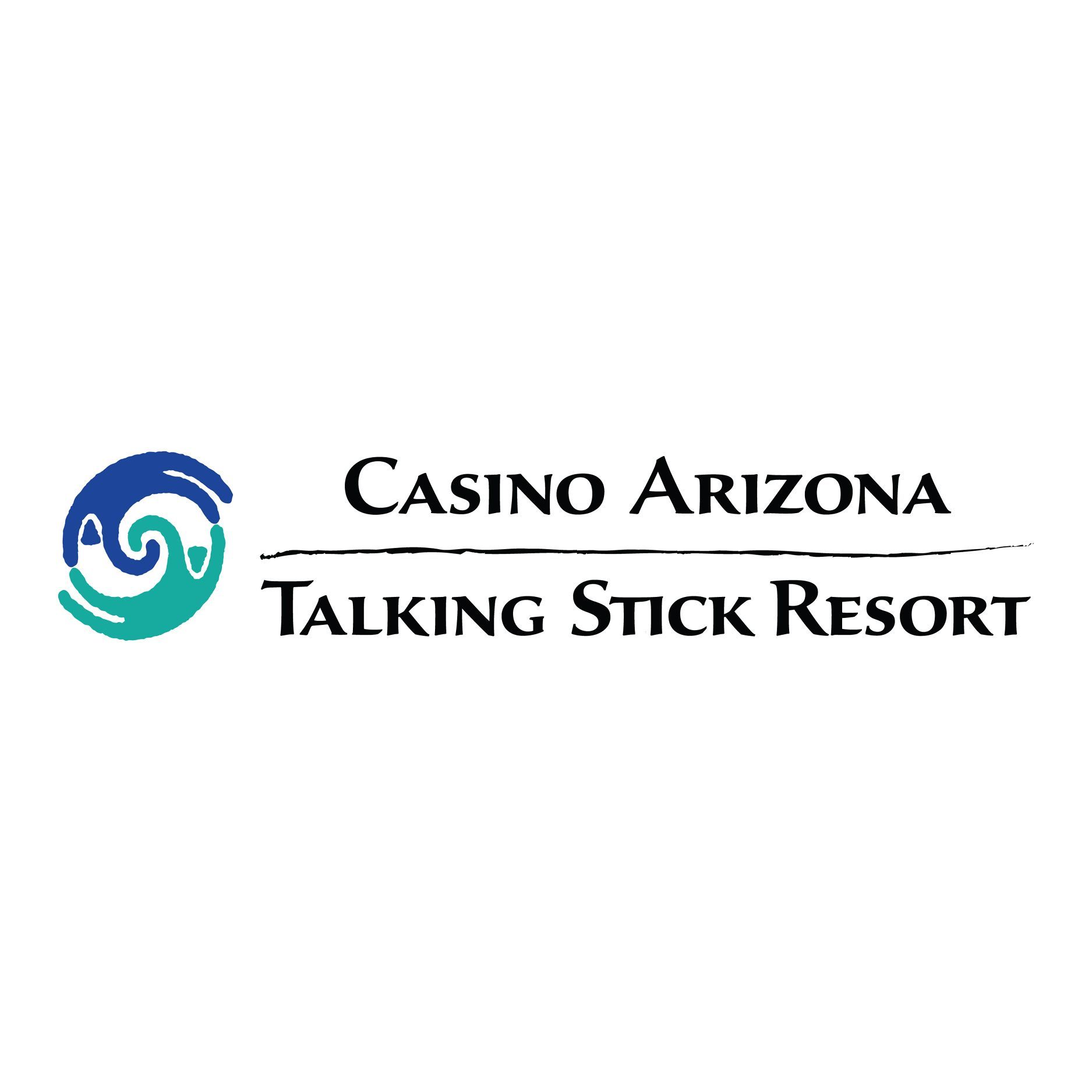Casino Arizona Talking Stick Resort logo. Blue and teal swirl design with black text.