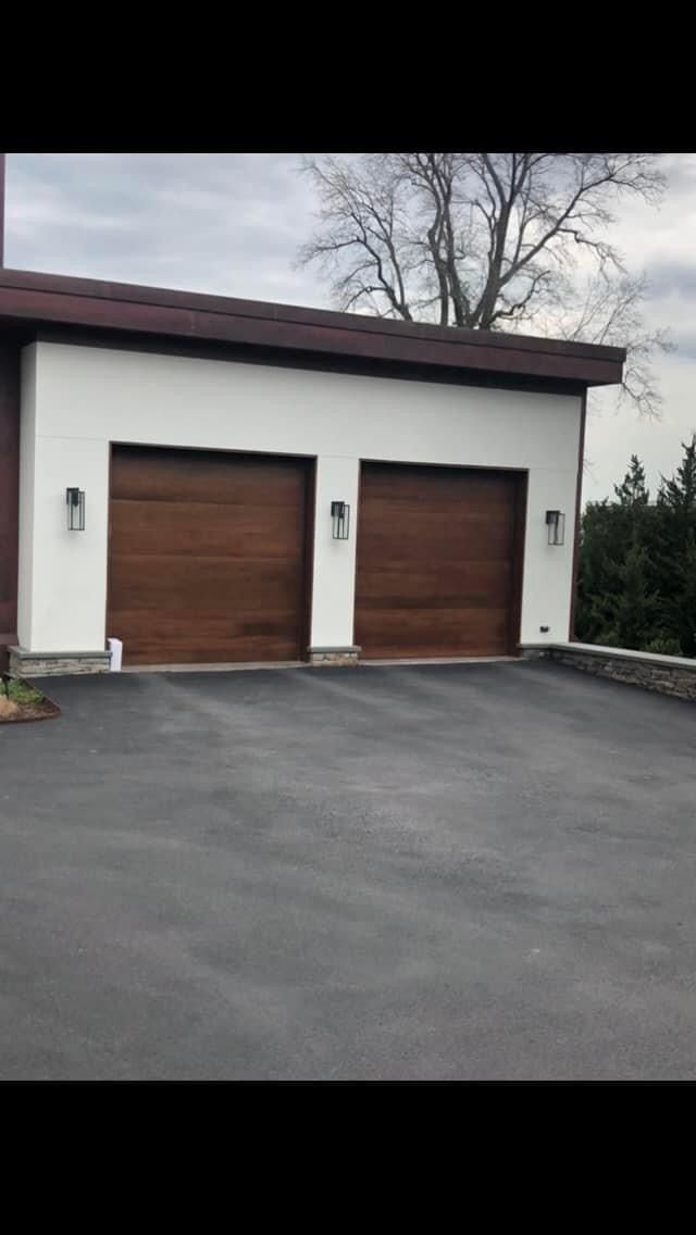 Two black garage doors