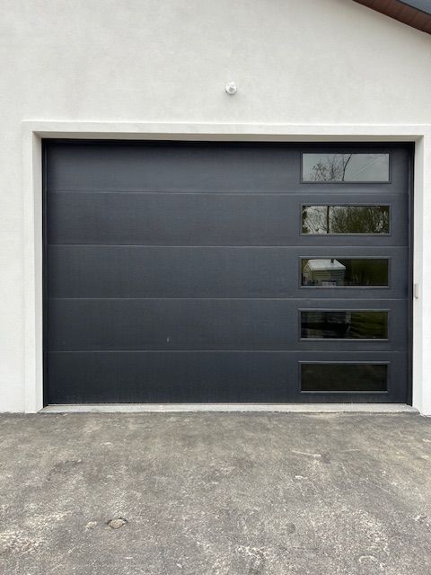 Modern black garage door