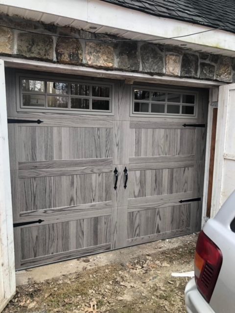 Gray wood garage door