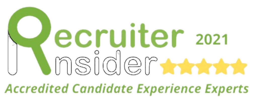 Recruiter Insider 2021 logo with green and gray text and the tagline “Accredited Candidate Experience Experts”